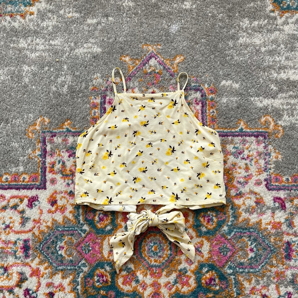 Pacsun Yellow Floral Tie Top